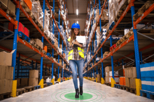 portrait-of-confident-female-worker-walking-through-distribution-warehouse